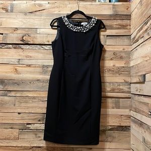 Black Calvin Klein dress with pearl beads